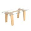 Rectangle Coffee Table with Transparent Tabletop and Rubber Wood Frame-Natural