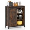 70cm Farmhouse Accent Storage Cabinet Rustic Sideboard Buffet Cabinet-Rustic Brown
