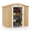 Outdoor Storage Shed with 4 Vents and Lockable Doors-Natural