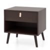 Mid-Century End Table with Open Storage Shelf for Living Room Bedroom Small Spaces-Brown