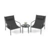 3 Piece Outdoor Bistro Set with Chair and Coffee Table Set-Grey