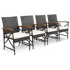 Set of 4 Patio Dining Chairs with All-Weather Wicker and Soft Zippered Cushion