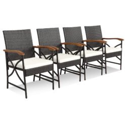 Set of 4 Patio Dining Chairs with All-Weather Wicker and Soft Zippered Cushion