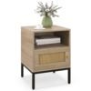 Home Boho Style Nightstand Accent Table with Open Shelf and Door Cabinet-Natural
