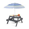 Kids 4-in-1 Sand and Water Table with Removable Boxes and Umbrella-Grey