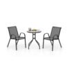 3 Pieces Outdoor Bistro Set with 2 Stackable Chairs and Round Side Table-Black