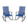2 Pieces Outdoor Rocking Chairs with Breathable Backrest-Navy