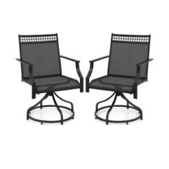 Patio Swivel Dining Chairs Set of 2 with Quick-Drying Fabric-Grey