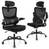 Mesh Office Chair with Adaptive Lumbar Support and Adjustable Headrest-Black