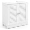 Freestanding Bathroom Vanity Cabinet with 2 Shutter Doors and U-Shape Cut-Out-White