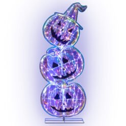 3.4 Ft Light up Stacked Pumpkins Halloween Decorations for Porch and Party