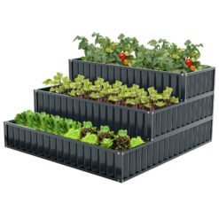 3-Tier Raised Garden Bed with Open ended Base for Vegetable Fruit Flower Herb-Black