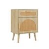 Rattan Nightstand Boho Bedside Table with Rattan-decorated Door-Natural