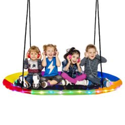 150 cm Saucer Swing with LED Lights and Adjustable Ropes-Colourful