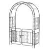 Garden Arbor with Gate and Multiple Side Crossbars for Decoration-Black