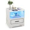 LED Nightstand with USB and Type-C Port-White