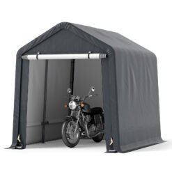 Outdoor Portable Storage Shelter with Roll up Zipper Door-Grey