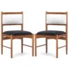 Wooden Dining Chair with Rubber Wood Frame Set of 2-Walnut