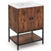 Bathroom Vanity Unit with Basin and Ceramic Sink-Brown