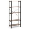5-Tier Bookshelf with Metal Frame and Storage Rack-Rustic Brown