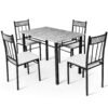 Marble 5-piece Kitchen Dining Set with Sponge Cushion and Metal Structure-Grey