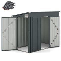 Outdoor Storage Shed Garden Tool House with 2 Doors-Dark Grey
