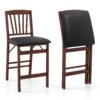 Set of 2 Counter Height Chairs Folding Kitchen Island Stool-Brown