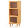 3-Cube Bamboo Cabinet with Open Compartment and 2 Acrylic Doors-Natural