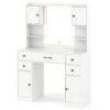 Makeup Vanity Desk with Lighted Mirror and Charging Station-White