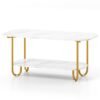 Faux Marble Top Coffee Table with Heavy-duty Metal Frame-White