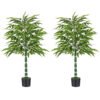 125 CM Artificial Bamboo Tree Set of 2 with Plastic Nursery Pot and Adjustable Branches