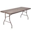Folding Table Portable Plastic Table with Rattan Design and Umbrella Hole