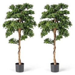 Artificial Boxwood Topiary Tree Potted Plants with PE Leaves-Green