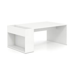 Coffee Table 85cm Coffee Table with Double-Layer Storage Space-White