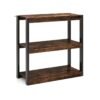 3 Tier Wooden Bookcase with Dual Anti-Tipping Kits and Open Shelving Unit-Rustic Brown