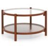 78cm Round Coffee Table with Tempered Glass Top-Natural