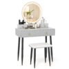 Makeup Vanity Desk with Lighted Mirror for Bedroom-Grey
