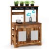 Mud Kitchen Fir Wood Play Kitchen with Planting Pots and Removable Sink-Brown