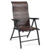 Folding Reclining Rattan Chair with Widened Armrest