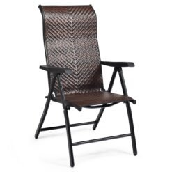 Folding Reclining Rattan Chair with Widened Armrest