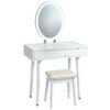 Vanity Table Set with Surrounded LED Tape Lights-White