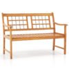 Patio Acacia Wood Bench Wooden 2-Person Outside Chair