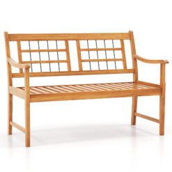Patio Acacia Wood Bench Wooden 2-Person Outside Chair