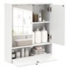 Wall-Mounted Bathroom Cabinet with Mirror and 3-Level Adjustable Shelf and Flip-Open Compartment-White