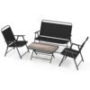 4 Piece Outdoor Conversation Set with 2 Chairs and Loveseat-Black
