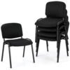 Set of 5 Stackable Reception Guest Chairs with Waterfall Seat and Metal Frame-Black