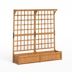 183 cm Tall Large Raised Garden Bed with Lattice Trellis Hanging Roof-Orange