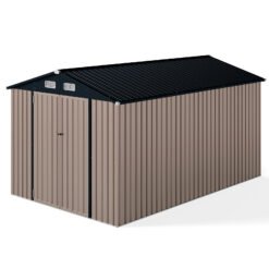Outdoor Storage Shed Large Utility Tool House with Top Sloping Design-Grey