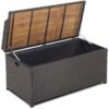 170L Outdoor Storage Bench Mix Brown Rattan Storage Container