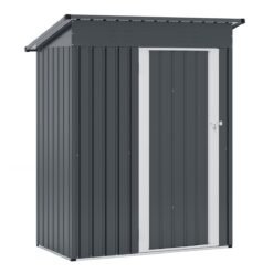 181 x 153 cm Outdoor Storage Shed with Sloped Roof 2 Vents and Lockable Door-Grey